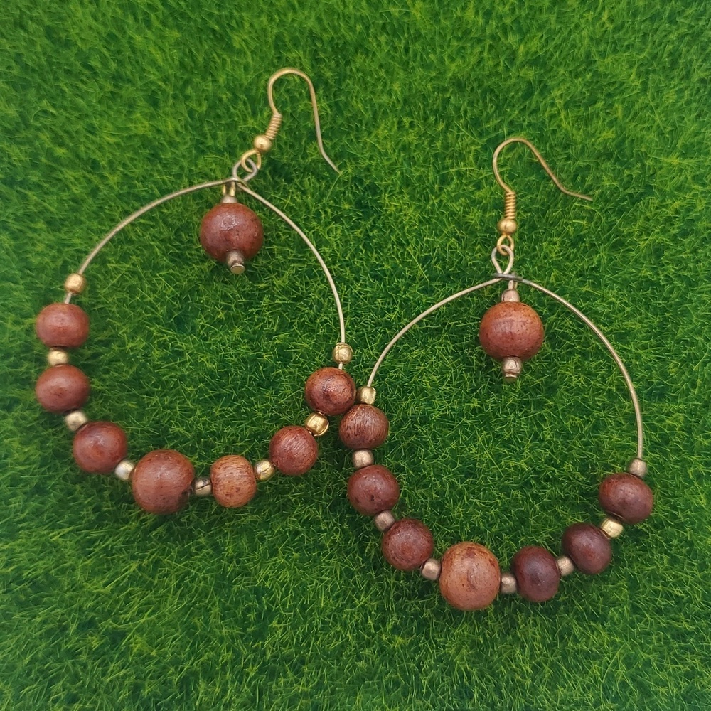 The Duchesses Whisper Openwork Wooden Earrings Hoops  E1017